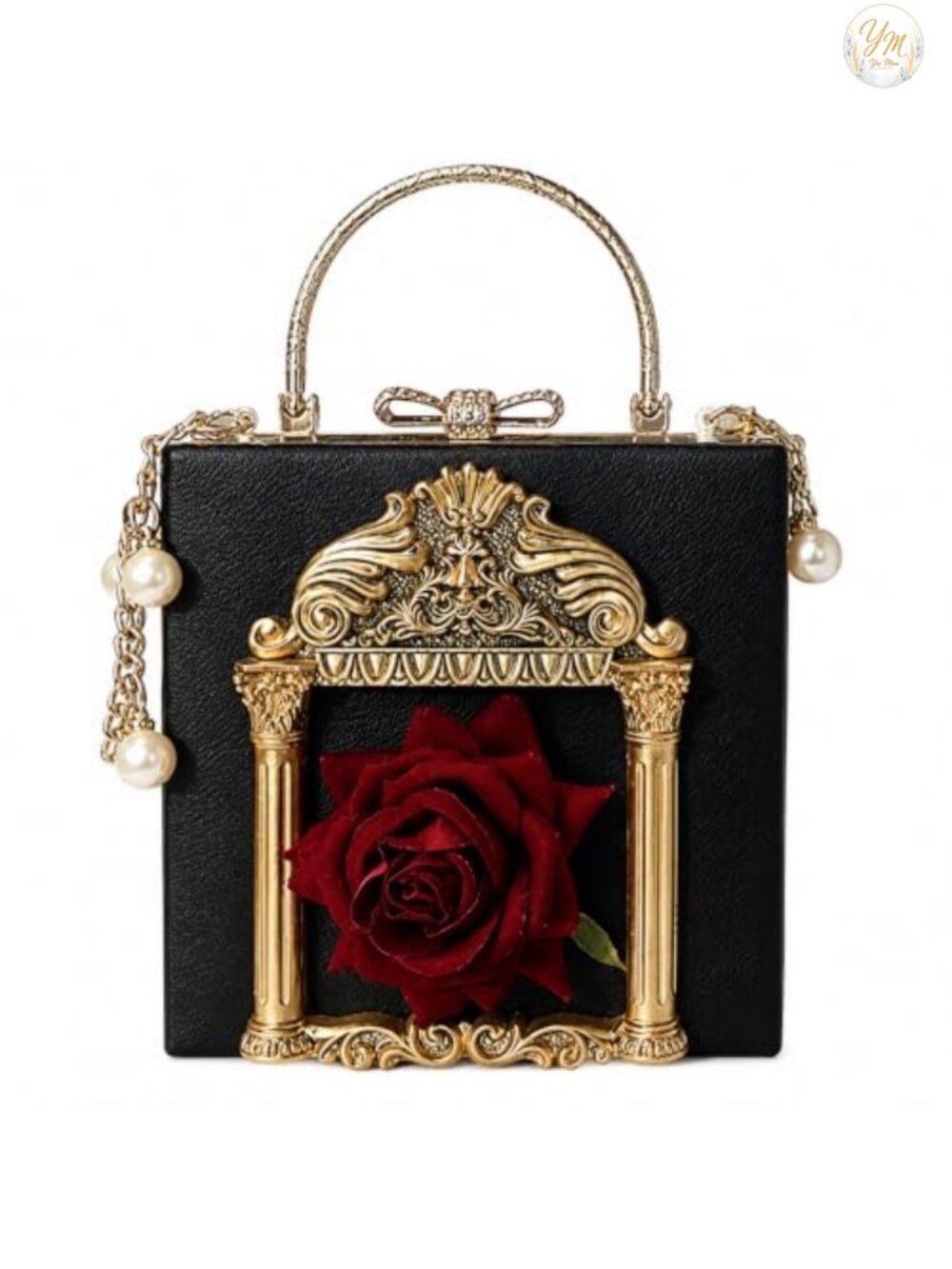 Faux Leather Gothic Clutch Purse with Chain Strap Novelty Handbag